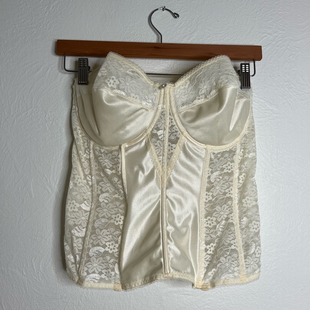 Dominique Intimate Apparel Satin & Lace Torsolette Size 34F